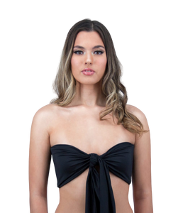 Mira Reversible Bandeau Bikini Top in Midnight Black