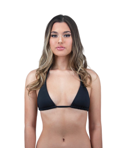 Valeria Classic Triangle Bikini Top in Midnight Black